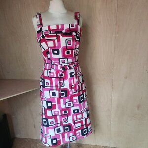 Handmade Colourful Abstract Pattern Strap Midi Dress